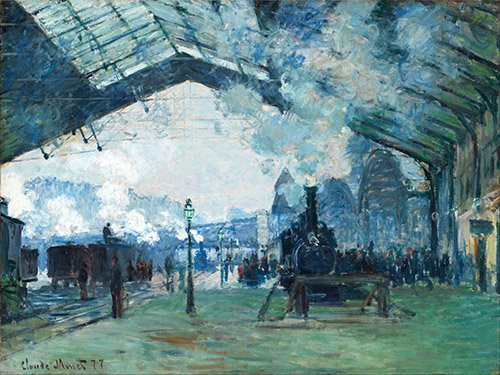 Painting -Arrivée du train de Normandie, Gare Saint-Lazare, 1877-, Claude Monet
