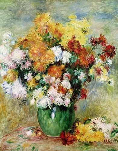 Painting Bouquet of Cchrysanthemums - Pierre Auguste Renoir