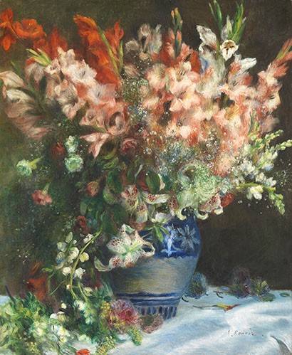 Painting Gladioli in a Vase -Pierre Auguste Renoir