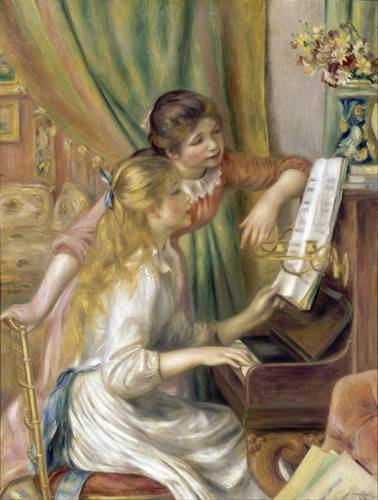 Painting Young Girls at the piano 1892 - Pierre Auguste Renoir