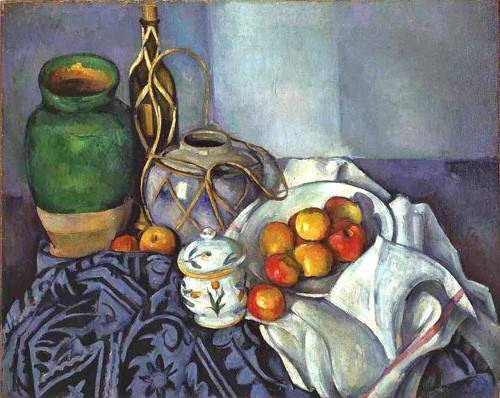 Painting - Still Life with Pots and Fruit (1890) - Paul Cezanne
