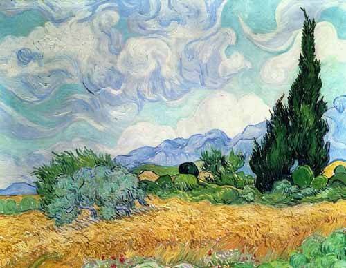 Landscape painting -Grain field with cypress trees-, Vincent Van Gogh