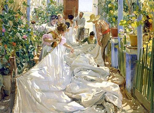 Painting for the Salon - Sewing the Sail, 1896 -, Joaquin Sorolla