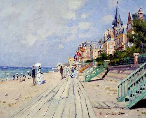 Seascape Painting - The Beach at Trouville, 1870, Claude Monet