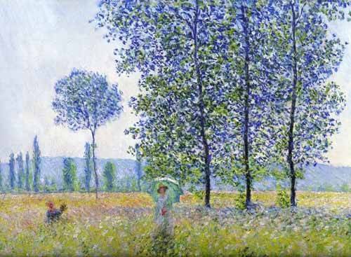 Landscape painting -Sunlight effect poplars Sun, 1887-, Claude Monet
