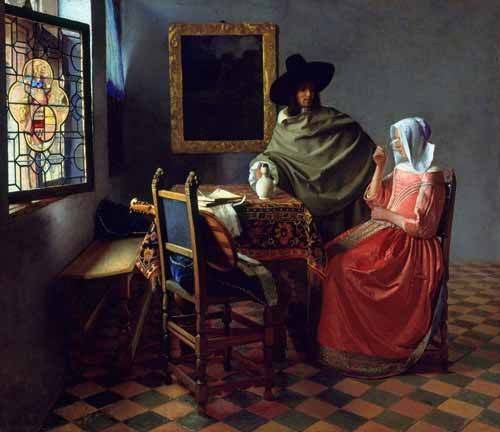 Painting - The Glass of Wine - Johannes Vermeer